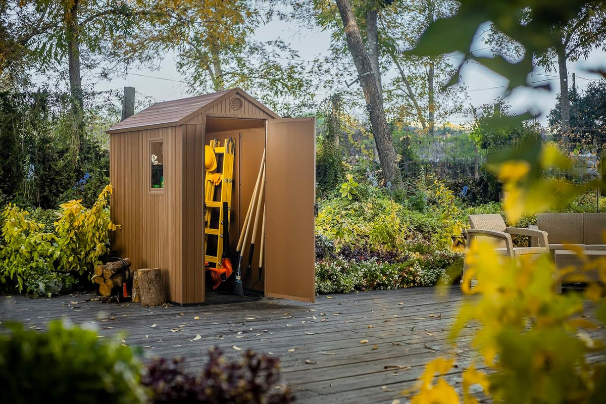 Darwin 6x4ft Double Door Garden Shed — Wood-Effect Outdoor Storage